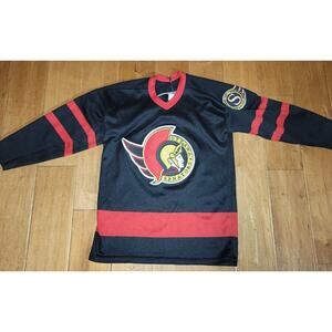Vintage NHL CCM Ottawa Senators Black Sewn Hockey Jersey Womens S Boys XL